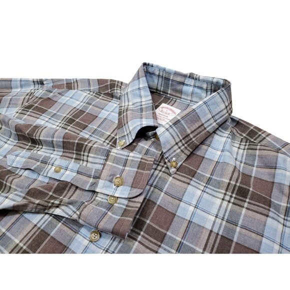 Brooks Brothers Madison Men's Large Plaid Long Sleeve Button Down Shirt - Picture 1 of 6